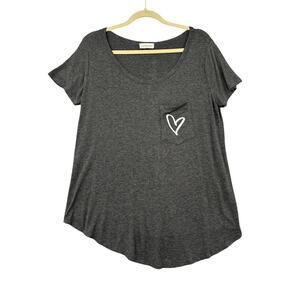 French Pastry Heather Gray Short Sleeve‎ Scoop Neck Heart Womens T-Shirt XXL